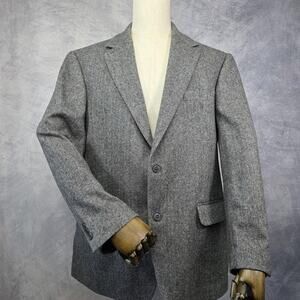 Gianfranco Ruffini Blazer Mens 42R Gray Herringbone Camel Hair Blend Italy Made